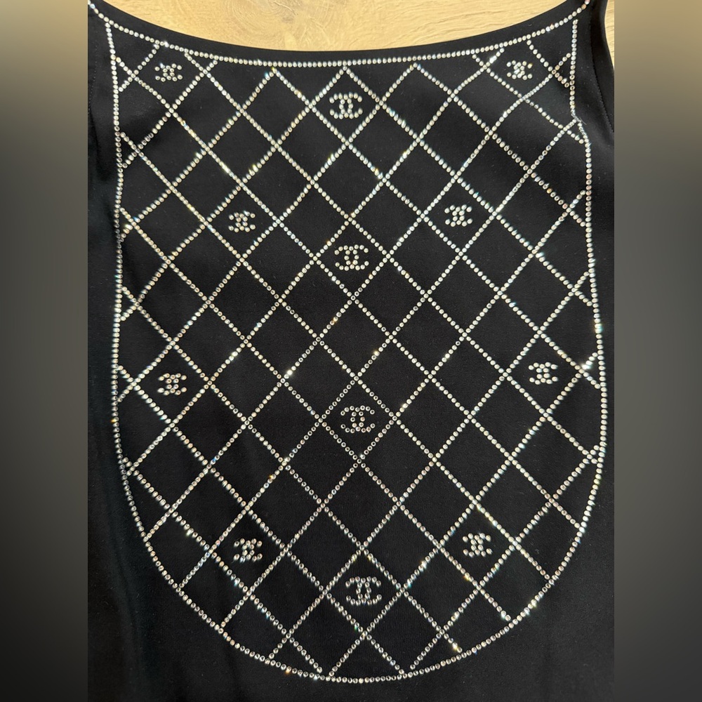 Chanel 23C Black Silver Crystal CC Logo One Piece Swimsuit Runway Bathingsuit 38 - Picture 7 of 16